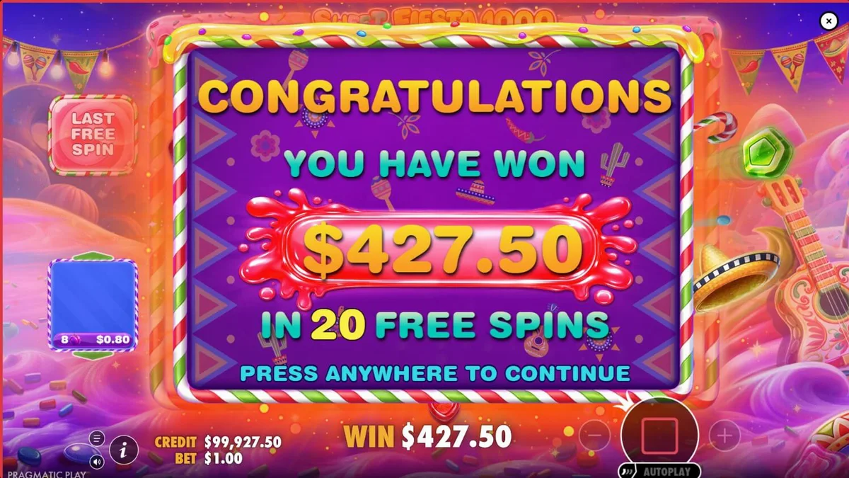 Sweet Fiesta 1000 mobile gameplay interface